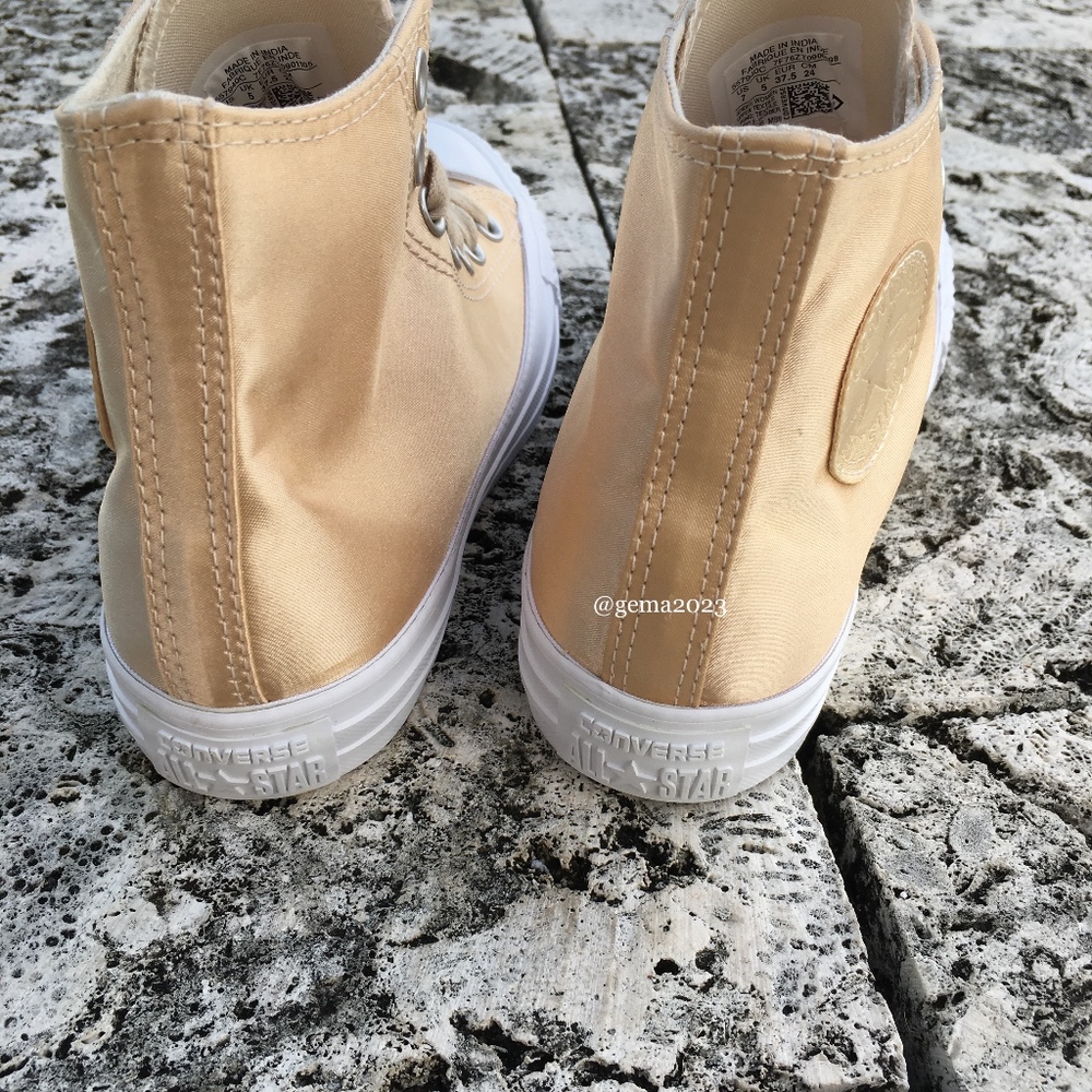Converse Ctas HI Parchment Satin Gold Womens - Picture 4 of 6